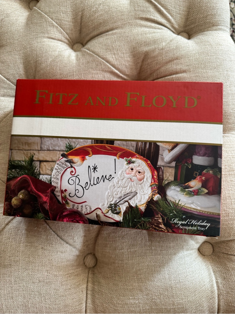 Fitz and Floyd Regal Holiday Sentiment Tray 2014 NIB